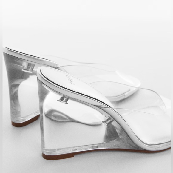 MANGO TRANSPARENT VINYL WEDGE SANDALS - Picture 3 of 8
